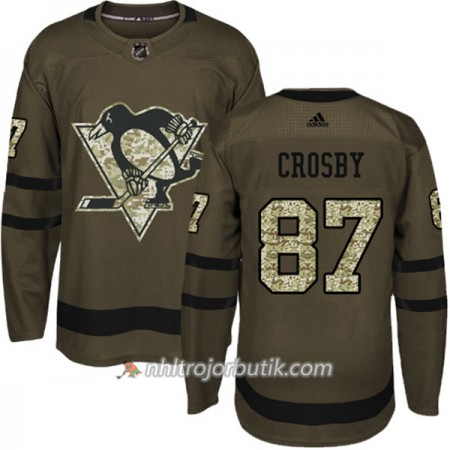 Män Ishockey Pittsburgh Penguins Tröja Sidney Crosby 87 Adidas 2017-2018 Camo Grön Authentic